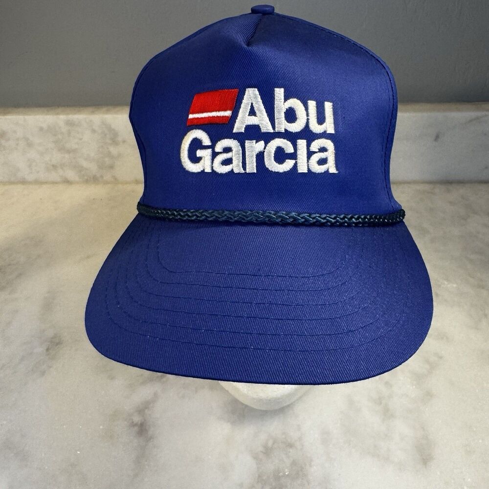 Vintage Abu Garcia Trucker Hat – Snapback – Blue Embroidered Fishing Cap – EUC